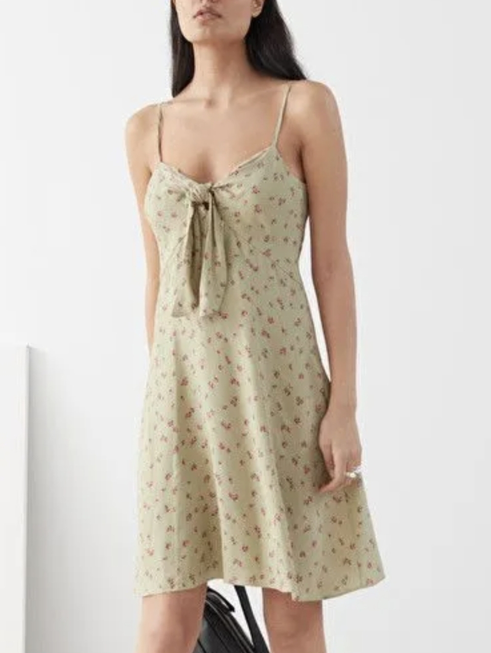& Other Stories Olive Floral Tie-Neck Mini Dress 4